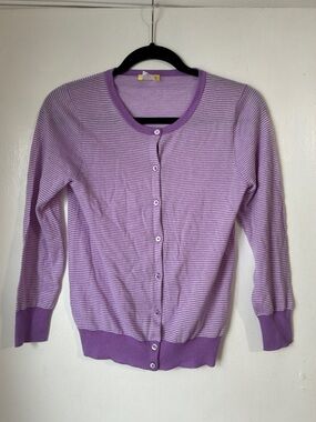 J Crew Cashmere Cardigan Purple Striped